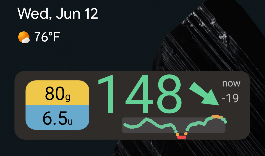 Android Home Screen Widget showing your Blood Sugar