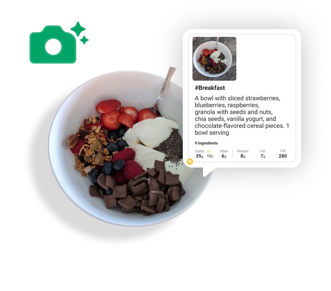 Preview of the analysis of a meal by Gluroo's AI